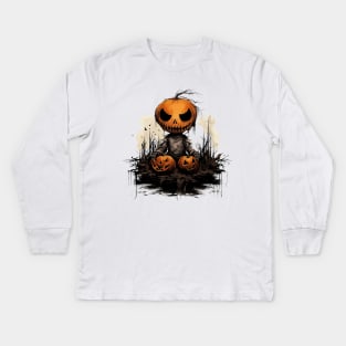 Evil Pumpkin Doll Halloween Kids Long Sleeve T-Shirt